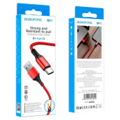 Кабель BOROFONE BX54 Type-C, 1,0м, тканевый, красный