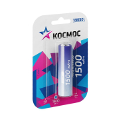 КОСМОС  18650 аккумулятор Li-ion 1500 mA-ч (блистер 1шт), 18x65mm, без защиты