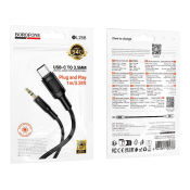 Кабель AUX BOROFONE BL25B Jack3,5 - Type-C, M-M, 1,0м, нейлон, черный
