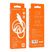 Кабель AUX BOROFONE BL14 Type-C - Jack3,5, M-M, 2-х контактный, 1,0м, нейлон, белый