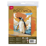 Фр-024 Роспись по дереву. Картина "Пингвины на льду"