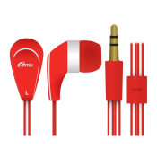 Наушники RITMIX RH-181 внутриканальные, плоский кабель, красные