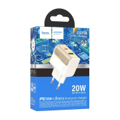 Адаптер HOCO CS71A USB + Type-C, 3,0A, QC3.0, PD20W, белый