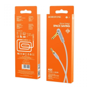 Кабель AUX BOROFONE BL04 Jack3,5 - Jack3,5, M-M, 2-х контактный, L-коннектор, 1,0м, серый