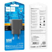Адаптер HOCO CS12A USB, 3,0A, 18W, QC3.0, чёрный
