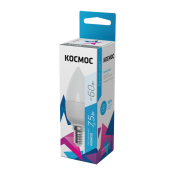Лампа э/сб КОСМОС LED 7,5W/60W E14 4500К 600лм свеча