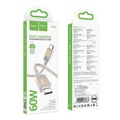 Кабель HOCO X110 Type-C - Type-C, 1,0м, нейлон, золото