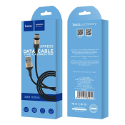 Кабель HOCO X26 Type-C, 1,0м, тканевый, чёрно-золотой