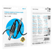 Кабель AUX BOROFONE BL26 Jack3,5 - Jack3,5, M-M, 2-х контактный, 1,0м, чёрный