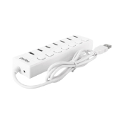 USB Разветвитель PERFEO PF-H036, 7 портов, USB 2.0, с выключателями, белый