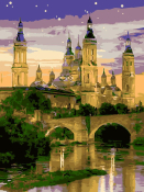Ркнф-353 Картина по номерам Lori 28,5х38 "Город Сарагоса"