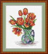 Набор для вышивания Жар-Птица "Весенние тюльпаны" М-089 (18*15см)