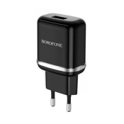Адаптер BOROFONE BA36A USB, 3,0A, 18W, QC3.0, чёрный