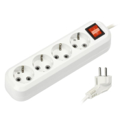Сетевой удлинитель SMARTBUY 4 розетки, 16A,  3,0м, белый, с заземлением, с выключателем