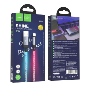 Кабель HOCO U112 Lightning, 1,0м, 2,4A, светящийся, серый