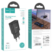 Адаптер HOCO  C88A 2 USB, 2,4A, 12W, чёрный
