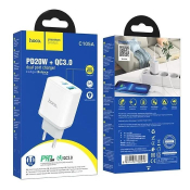 Адаптер HOCO C105A USB + Type-C, 3,0A, 18W, QC3.0, PD20W, белый