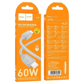 Кабель HOCO X113 Type-C - Type-C, 1,0м, 2.4A, нейлон, серый