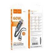 Кабель HOCO X112 Type-C - Type-C, 1,0м, PD60W, дисплей, нейлон, чёрный