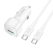 АЗУ BOROFONE BZ34B 1 USB + Type-C, 18W + PD20W, 3,0A, QC3.0, с кабелем Type-C - Type-C, белый