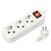 Сетевой удлинитель SMARTBUY 3 розетки, 16A,  2,0м, белый, с заземлением, с выключателем