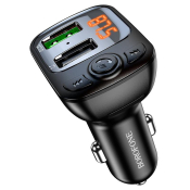 Автомобильный FM-модулятор Borofone BC41, Bluetooth, 2 USB, MicroSD, QC3.0, дисплей, чёрный