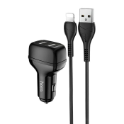 АЗУ HOCO Z36 2 USB, 2,4A, с кабелем Lightning, чёрный