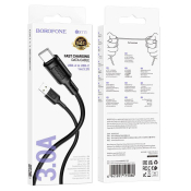 Кабель BOROFONE BX111 Type-C, 3,0A, 1,0м, чёрный