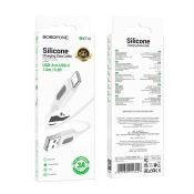 Кабель BOROFONE BX114 Type-C, 3,0A, силикон, 1,0м, белый