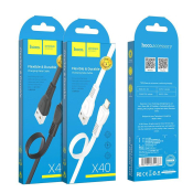 Кабель HOCO X40 Lightning, 2,4A, 1,0м, плоский, белый