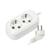 Сетевой удлинитель SMARTBUY 2 розетки, 16A,  3,0м, белый, с заземлением