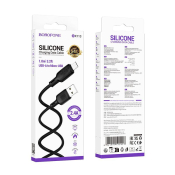 Кабель BOROFONE BX113 MicroUSB, 2,4A, силикон, 1,0м, чёрный
