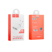 Адаптер HOCO  C12 2 USB, 2,4A, белый
