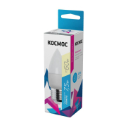 Лампа э/сб КОСМОС LED 7,5W/60W E27 3000К 590лм свеча