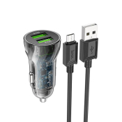 АЗУ HOCO Z47 2 USB, 2,4A, с кабелем MicroUSB, QC3.0, чёрный