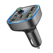 Автомобильный FM-модулятор Borofone BC48, Bluetooth, 2 USB, Type-C, PD20W, QC3.0, дисплей, черный