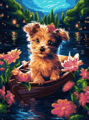 Рх-178 Картина по номерам Lori на холсте 30x40 "Щенок в лодке"