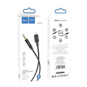 Кабель AUX HOCO UPA19 Jack3,5 - Lightning, M-M, 3х контактный, в оплетке, 1,0м, черный