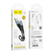 Кабель HOCO X38 Lightning, 2,4A, 0,25м, оплётка, чёрный