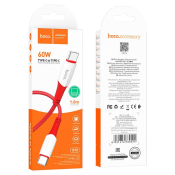 Кабель HOCO X70 Type-C - Type-C, PD60W, 3,0A, 1,0м, текстильный, красный