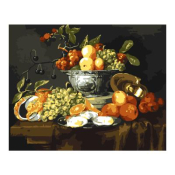 Рх-060 Картина по номерам Lori  холст на подрамнике 40х50 "Натюрморт с фруктами,чашей и устрицами"