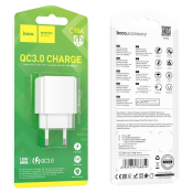 Адаптер HOCO  C98A USB, 3,0A, 18W, QC3.0, белый