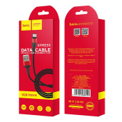 Кабель HOCO X26 MicroUSB, 1,0м, тканевый, чёрно-красный