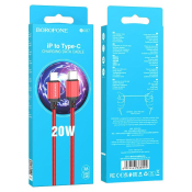 Кабель BOROFONE BX87 Type-C - Lightning, PD20W, в оплетке, 1,0м, красный