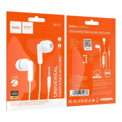 Наушники HOCO M121, внутриканальные, с микрофоном, белые (пакет)