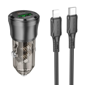 АЗУ BOROFONE BZ25 1 USB + Type-C, 3,0A, с кабелем Type-C-Lightning, QC3.0, 18W + PD20W, чёрный