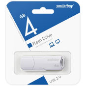 Флеш-карта SMARTBUY  4GB Clue, USB 2.0, белая