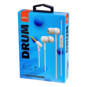Наушники PERFEO Drum внутриканальные, с микрофоном, белые