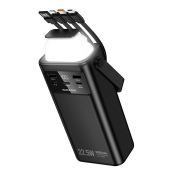 Пауэр банк BOROFONE BJ65 30000mAh, 2USB, Type-C PD20W, 4 кабеля, лампа, черный