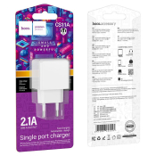 Адаптер HOCO CS11A USB, 2,1A, 10,5W, белый